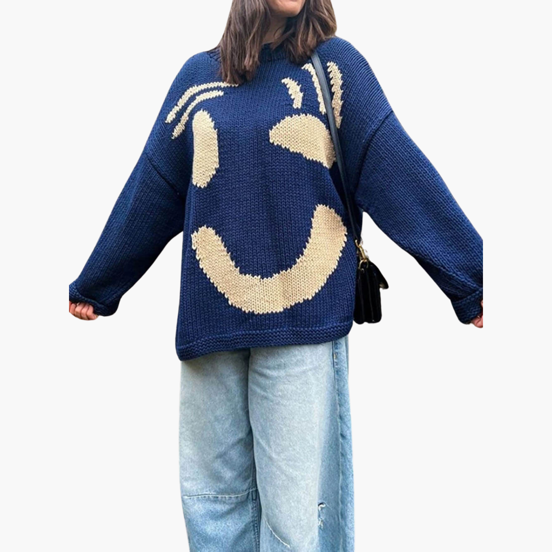 Women’s Sweater with Crew Neck and Cable Knit