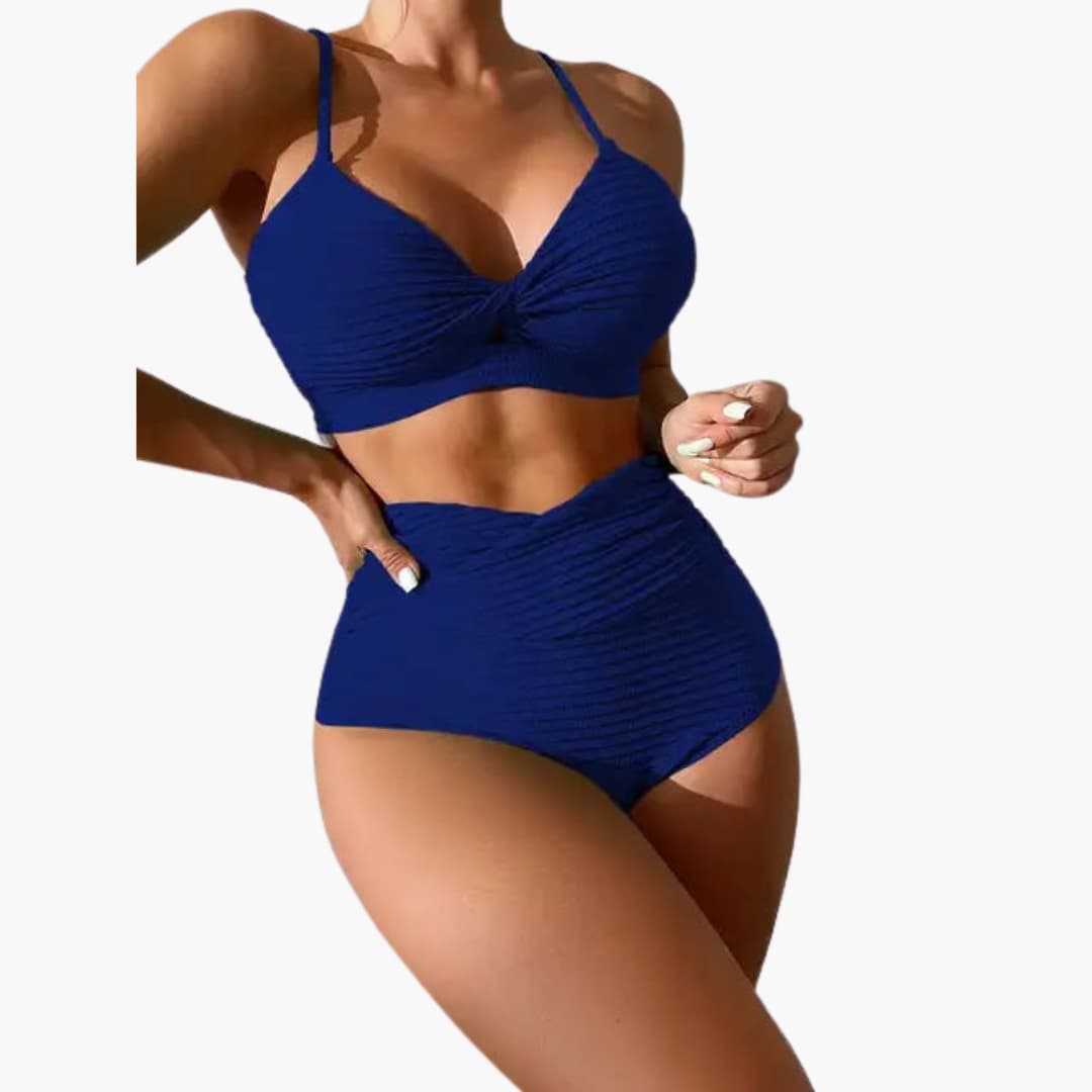 Women’s Bikini Set with High - Waisted Bottoms and Leopard Print
