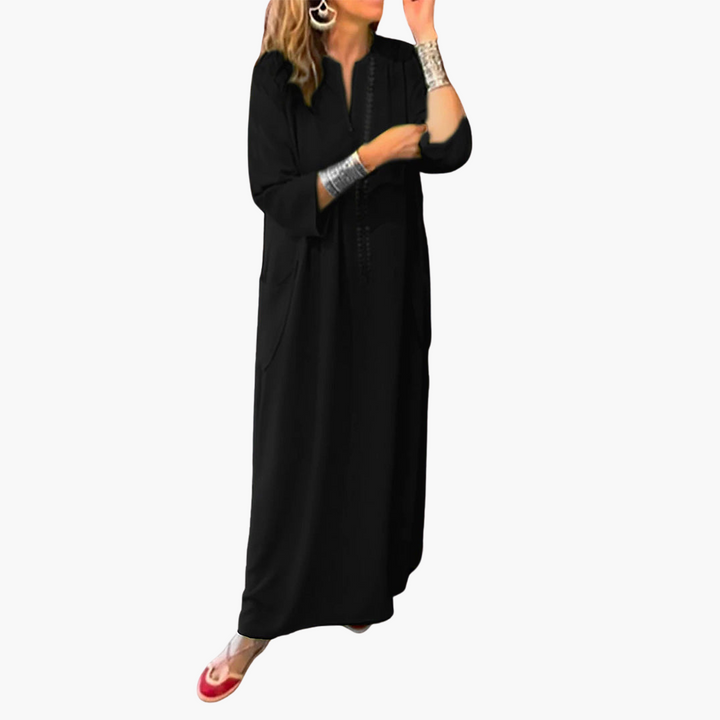 Women’s Maxi Dress with V-Neck and Flowing Silhouette