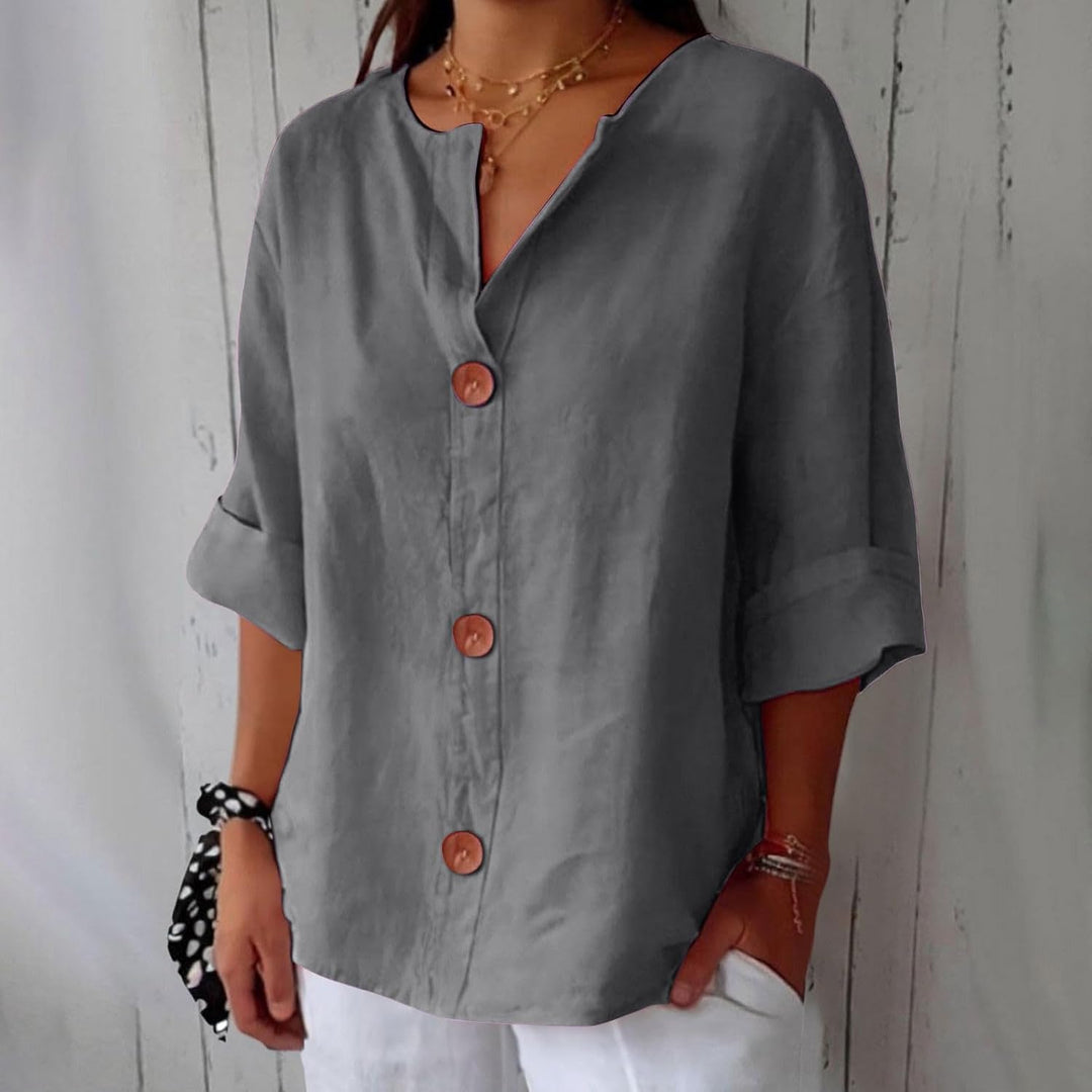 Cotton Linen Top Women – Relaxed Fit Summer Blouse