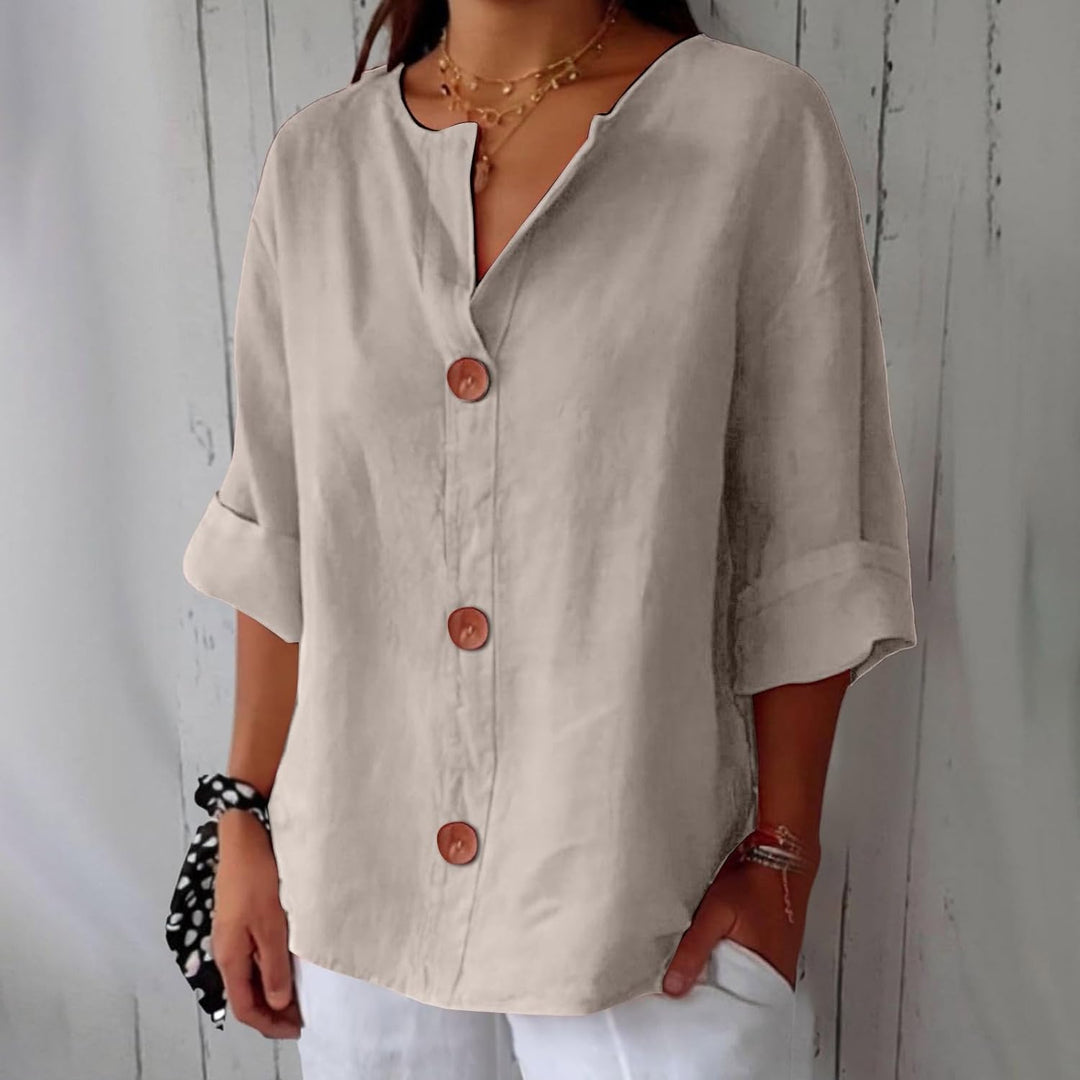 Cotton Linen Top Women – Relaxed Fit Summer Blouse