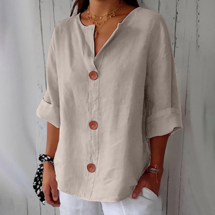 Cotton Linen Top Women – Relaxed Fit Summer Blouse