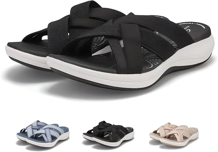 Women’s Slip-On Sandals with Open Toe and Padded Footbed