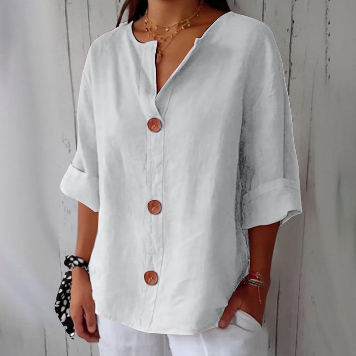 Cotton Linen Top Women – Relaxed Fit Summer Blouse