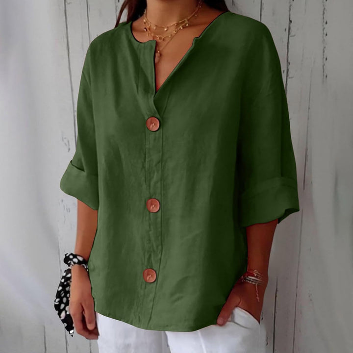 Cotton Linen Top Women – Relaxed Fit Summer Blouse