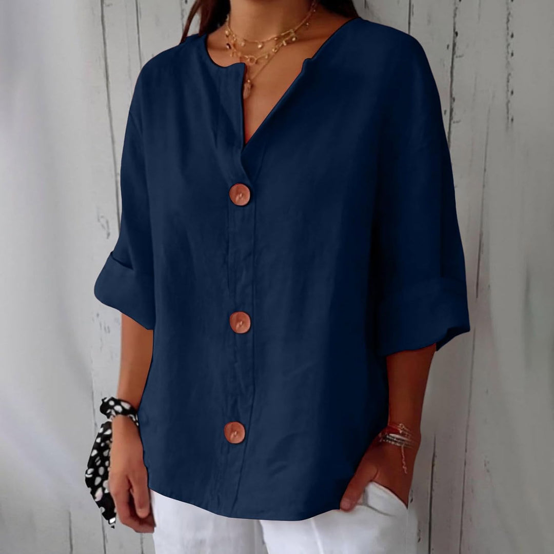 Cotton Linen Top Women – Relaxed Fit Summer Blouse