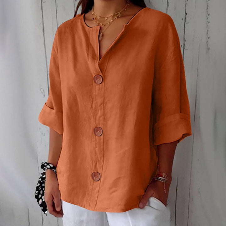 Cotton Linen Top Women – Relaxed Fit Summer Blouse