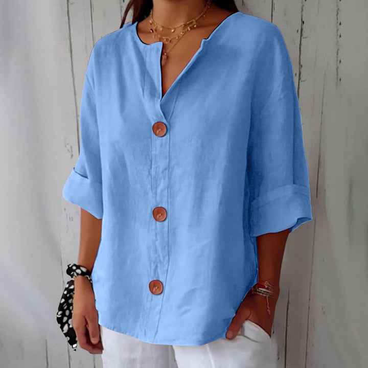 Cotton Linen Top Women – Relaxed Fit Summer Blouse