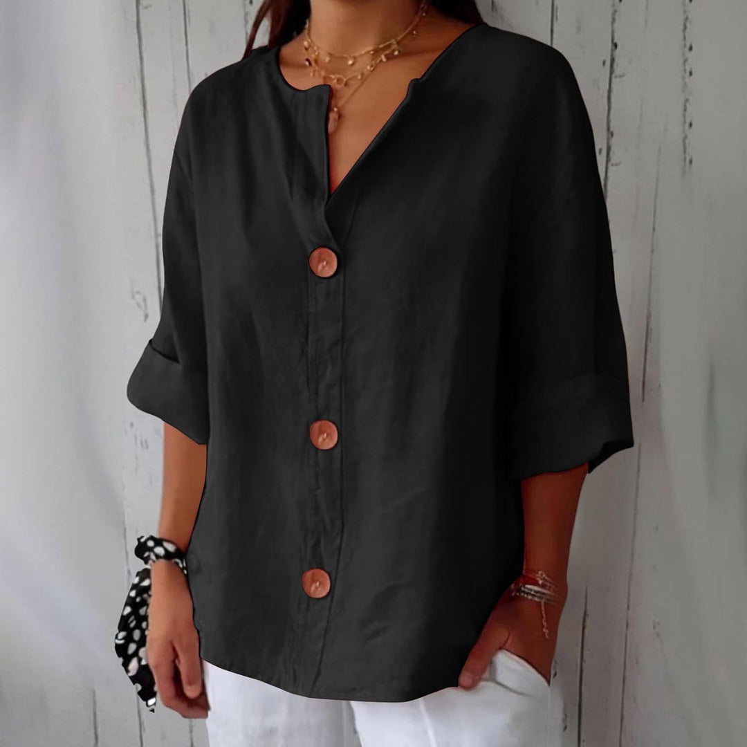 Cotton Linen Top Women – Relaxed Fit Summer Blouse