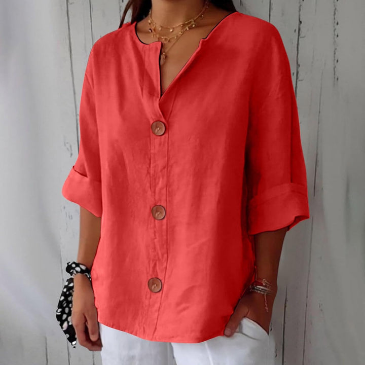 Cotton Linen Top Women – Relaxed Fit Summer Blouse