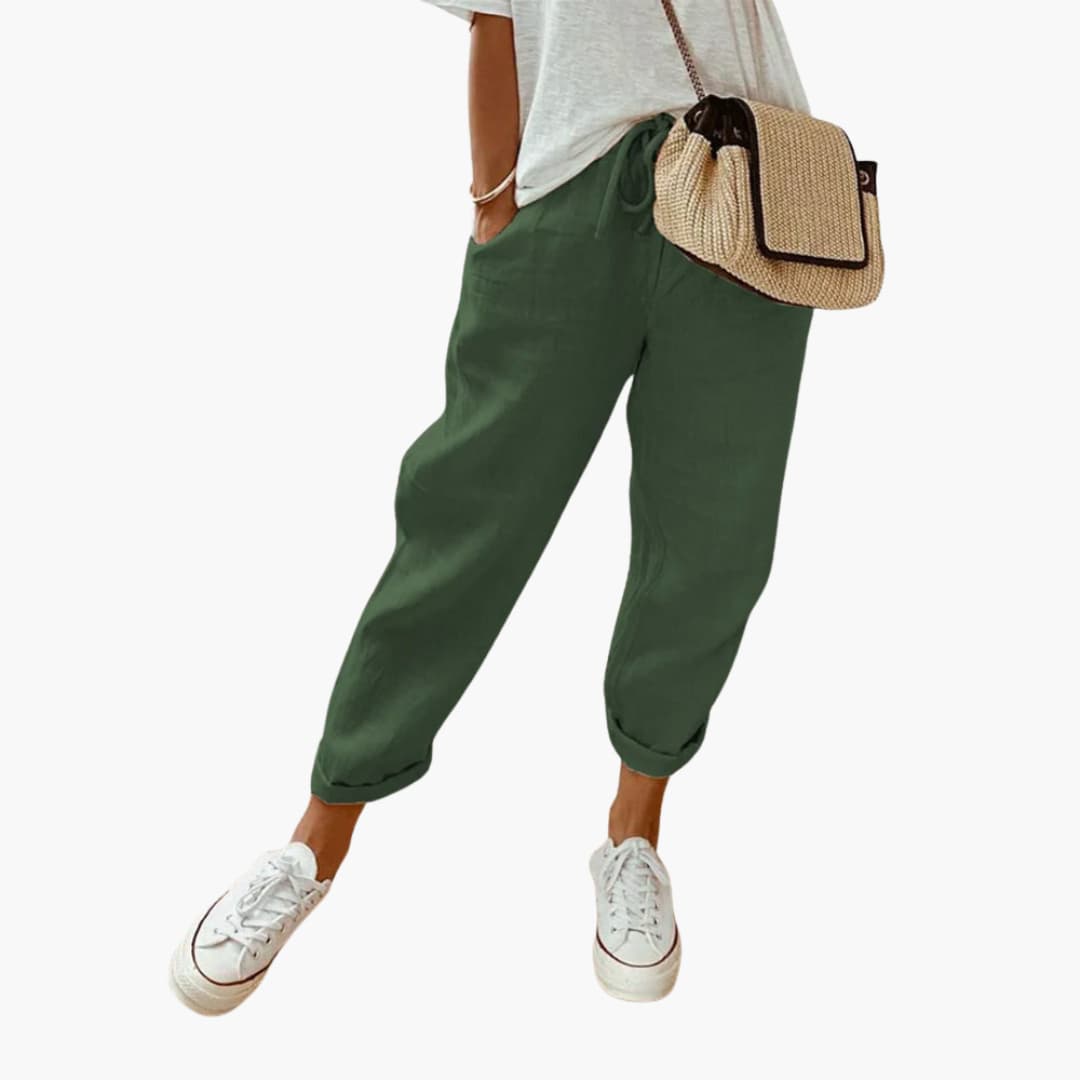 Women’s summer Pants with drawstring waist and cuffed hems