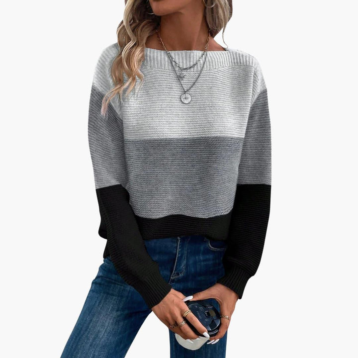 Women’s Ombre Knit Sweater with Long Sleeves and Pullover Style