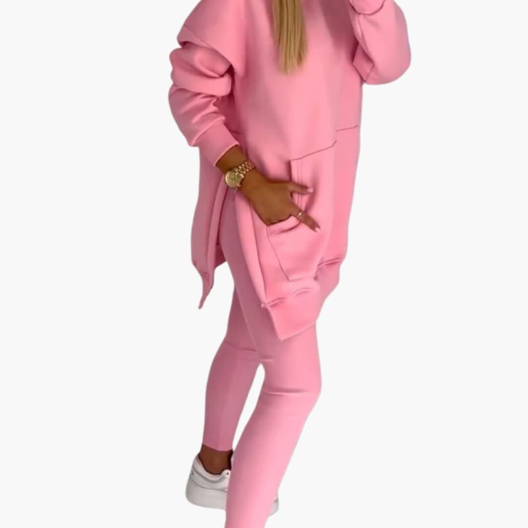 Women’s Two-Piece Hoodie and Leggings Set with Fitted Leggings