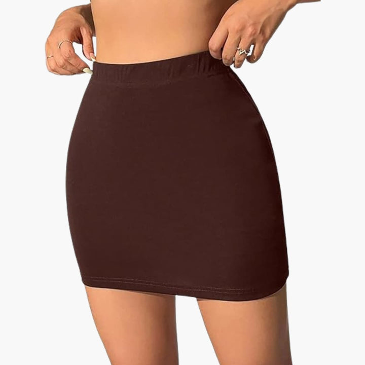 Women’s High-Waist Bodycon Mini Skirt with Crepe Texture and Stretch Fabric