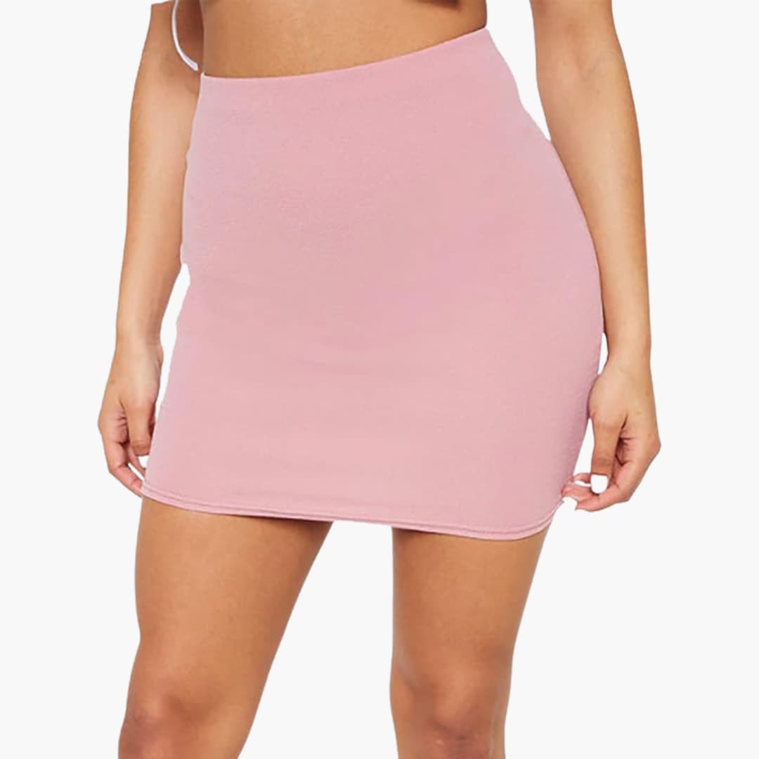 Women’s High-Waist Bodycon Mini Skirt with Crepe-Like Texture