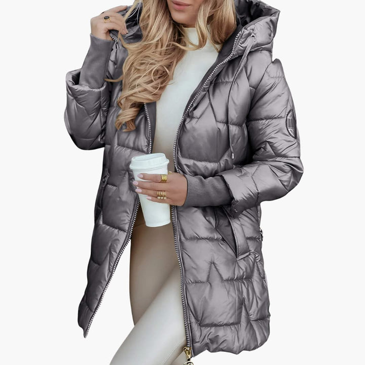 Women’s Padded Winter Coat with Hood and Zip Closure