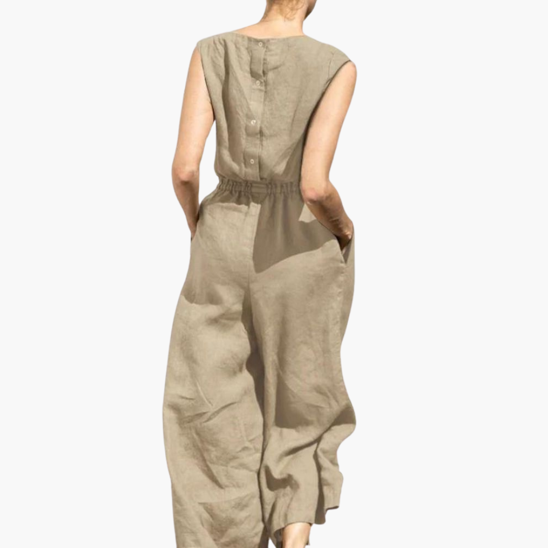 Women’s Sleeveless Jumpsuit with Elasticated Waist