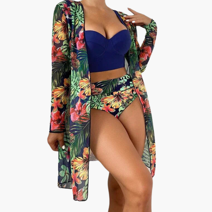 Women’s Bikini Set with Sculpted Top and High-Waisted Bottoms
