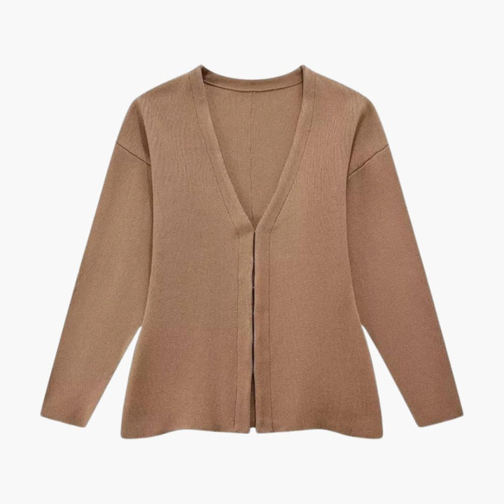 Women’s Slim-Fit Cardigan with Long Sleeves and Side-Split Hem