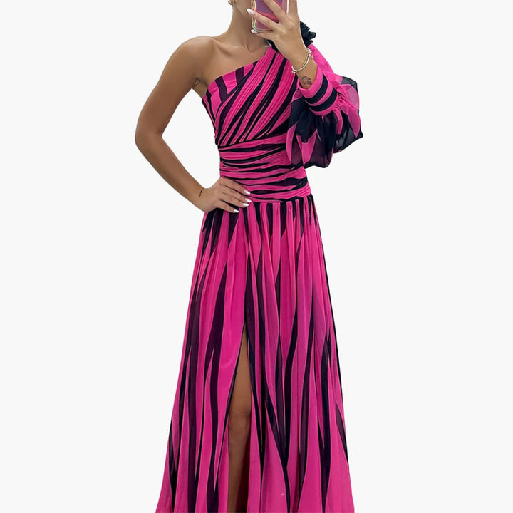 Women’s Maxi Dress with One Shoulder Design and Side Split