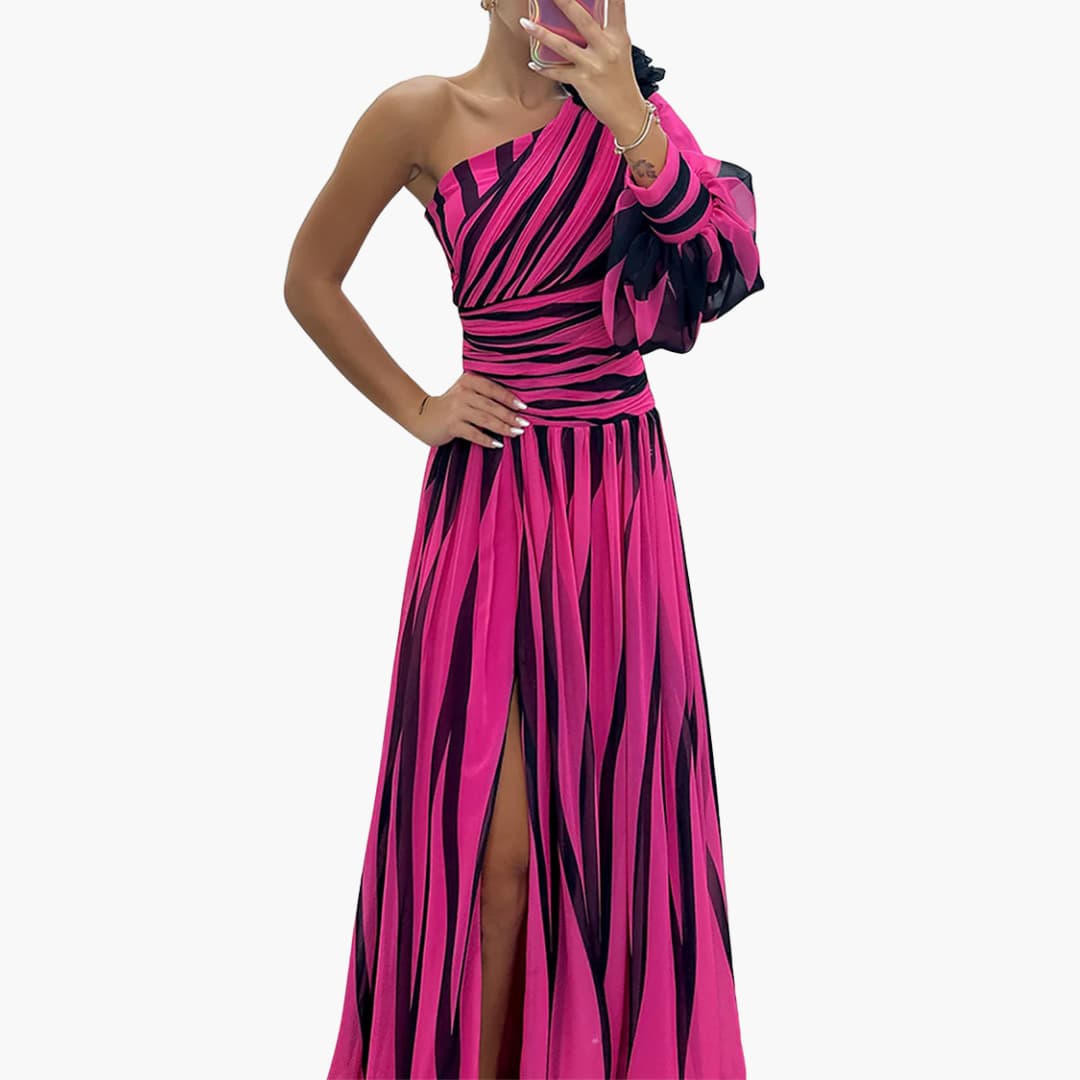 Women’s Maxi Dress with One Shoulder Design and Side Split