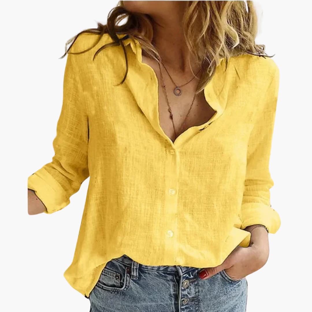 Women’s Plain Blouse with Collar and Button Fastening