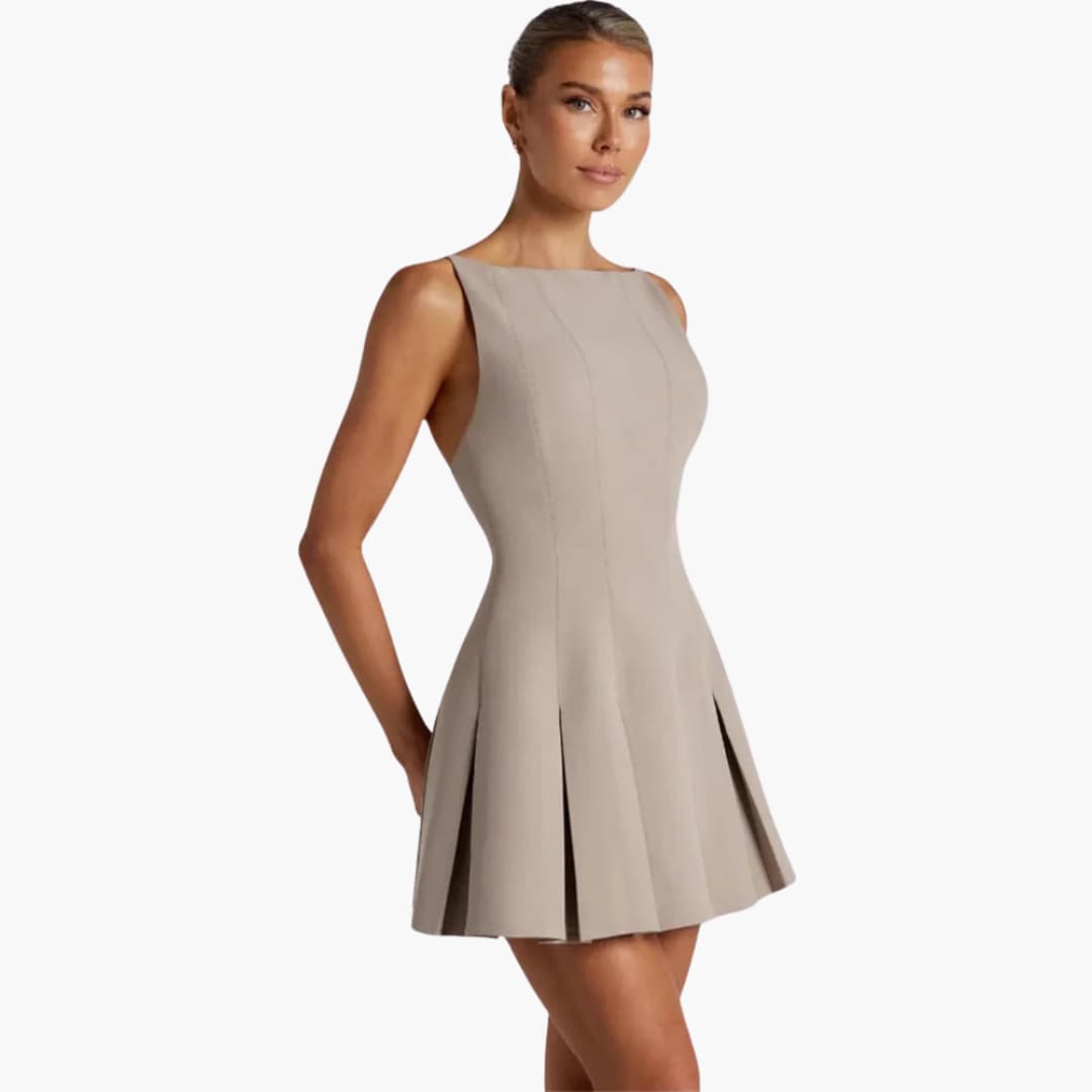 Women’s Mini Dress with Spaghetti Straps and Pleated Skirt