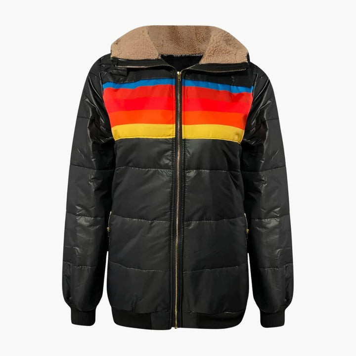 Women’s Puffer Jacket with Adjustable Hood and Full Zip