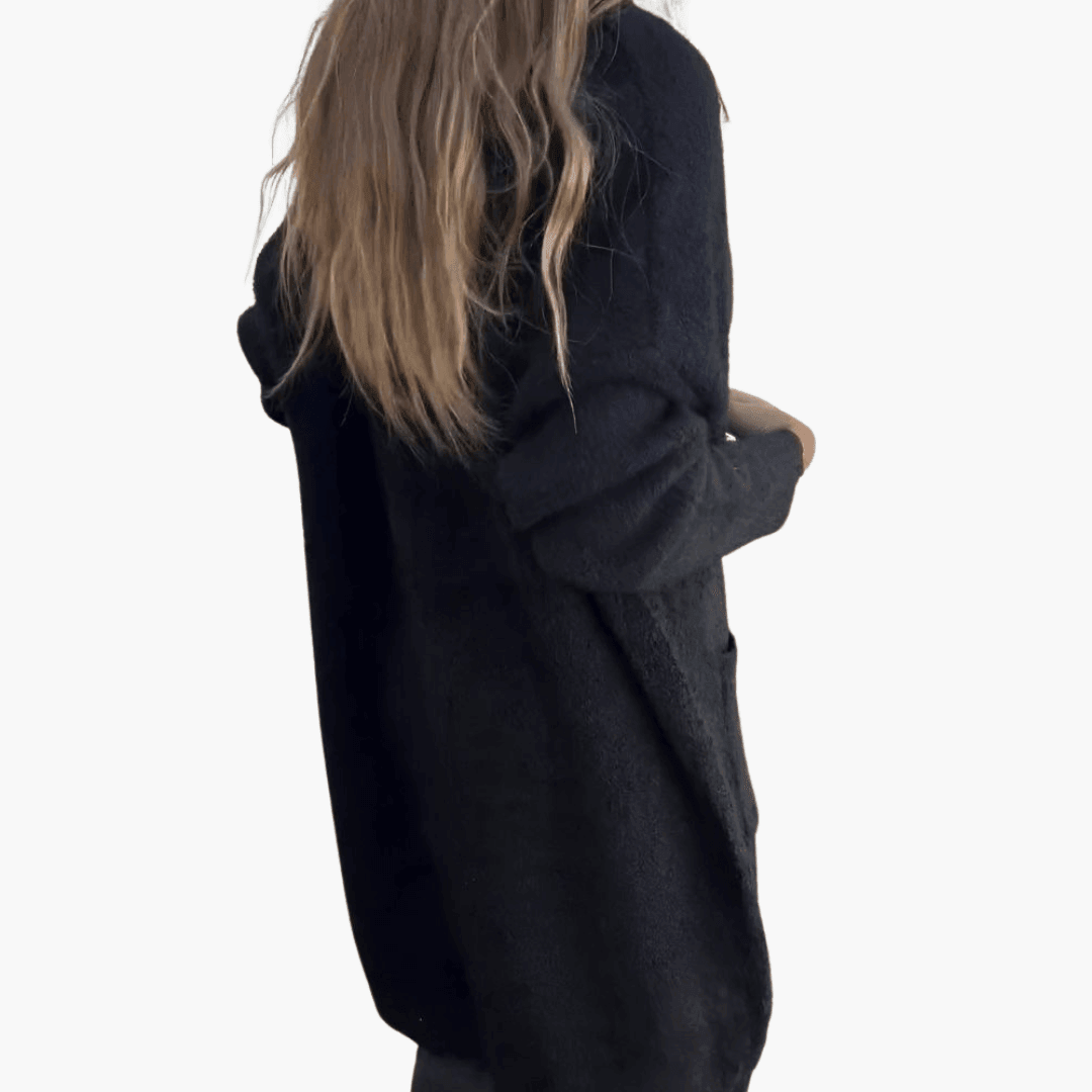 Women’s Longline Cardigan with Long Sleeves and Relaxed Fit