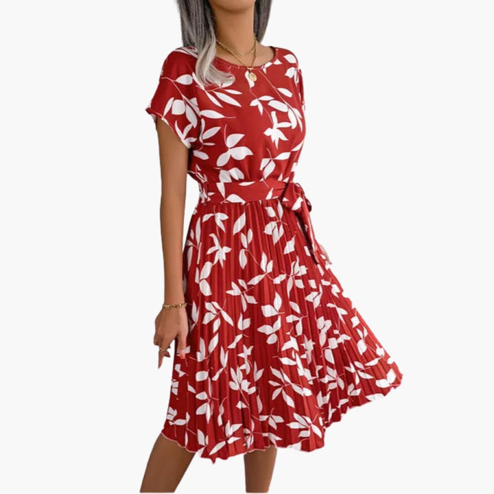 Women’s Summer Dress with Belted Waist and Floral Print