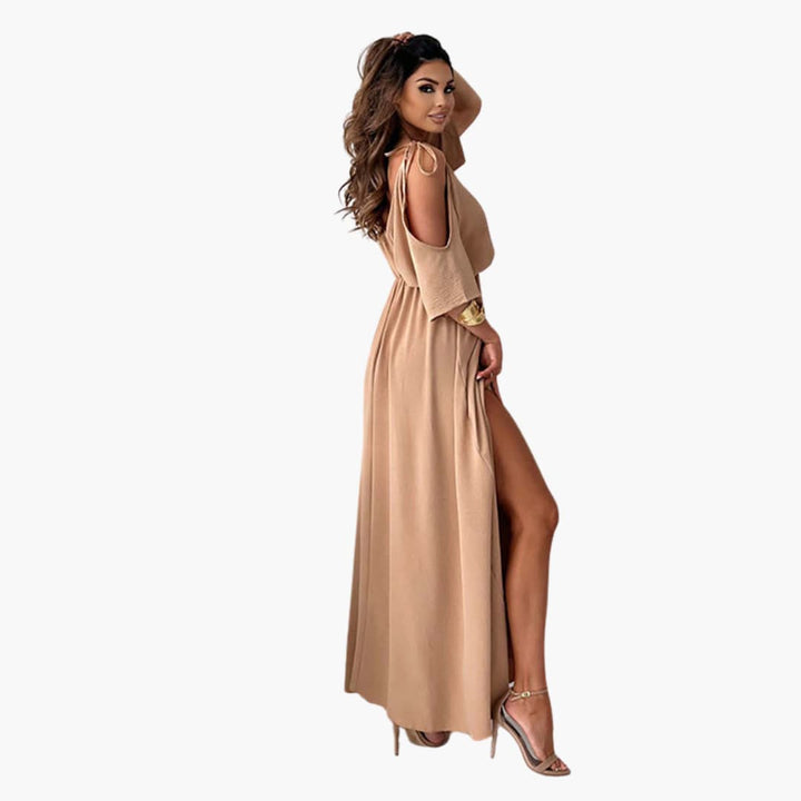 Women’s Maxi Dress with Cold-Shoulder Detail and Side Split