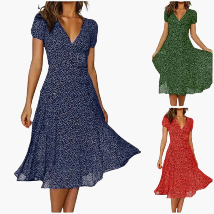 Women’s A-Line Summer Dress with V-Neck and Swing Hem