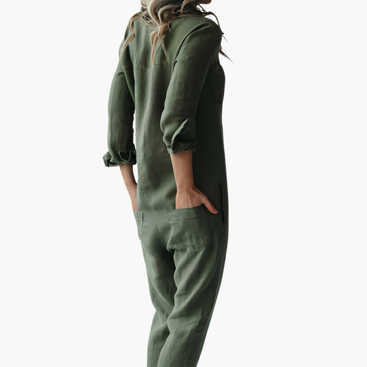 Women’s Long Sleeve Jumpsuit with Straight-Leg Fit