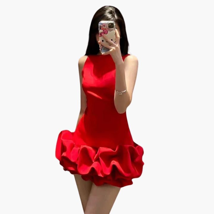 Women’s Ruffle Dress with Flowy Silhouette and Loose Fit