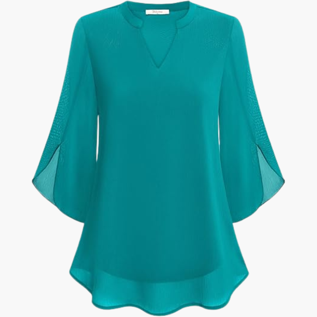 Women’s Blouse with V-Neck and Flowy Sleeves