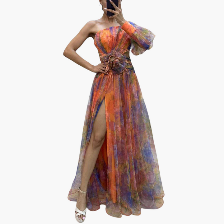 Women’s One-Shoulder Floral Dress