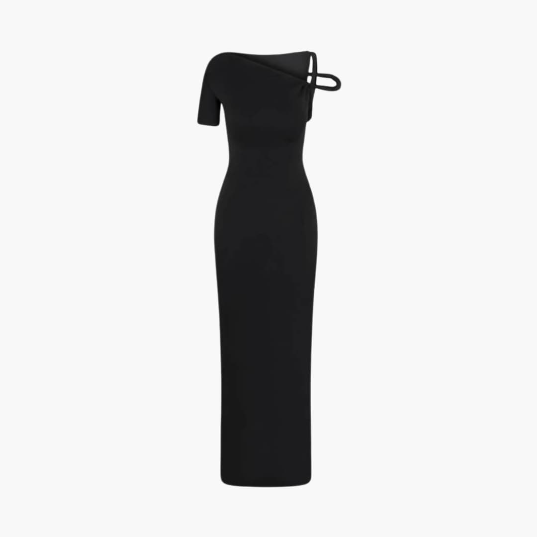 Women’s One-Shoulder Maxi Dress with Twisted Sleeve Detail