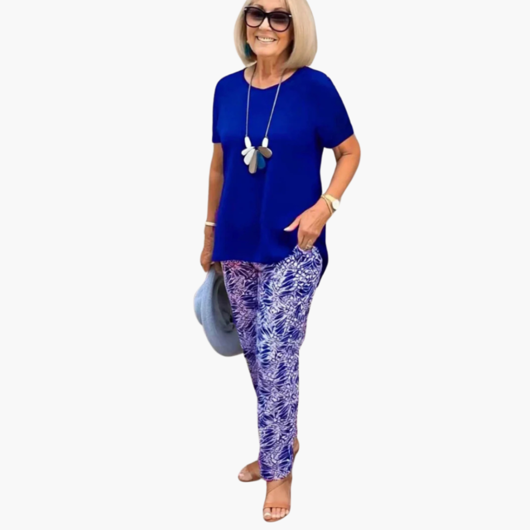 Women’s Two Piece Set with Printed Pants