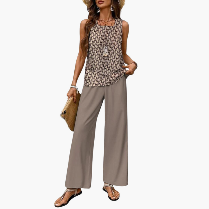 Women’s two-piece set with square neckline and Pants