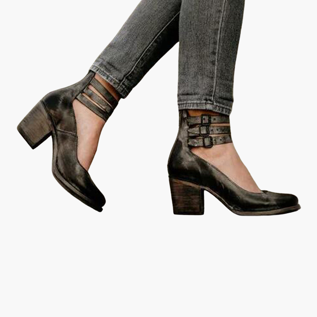 Women’s Ankle Boots with Chunky Heel and Buckle Detail