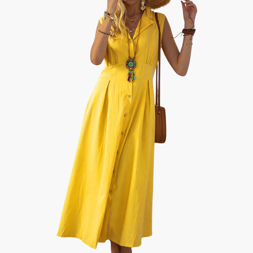 Button-Down Collared Midi Dress – Women&