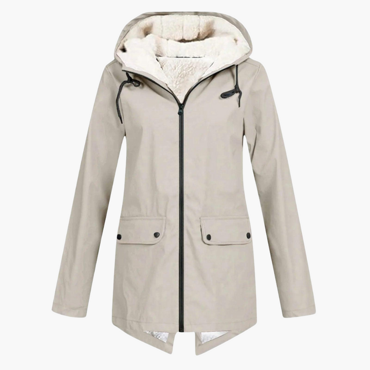Women’s Hooded Winter Coat with Button-Up Front and Long Length