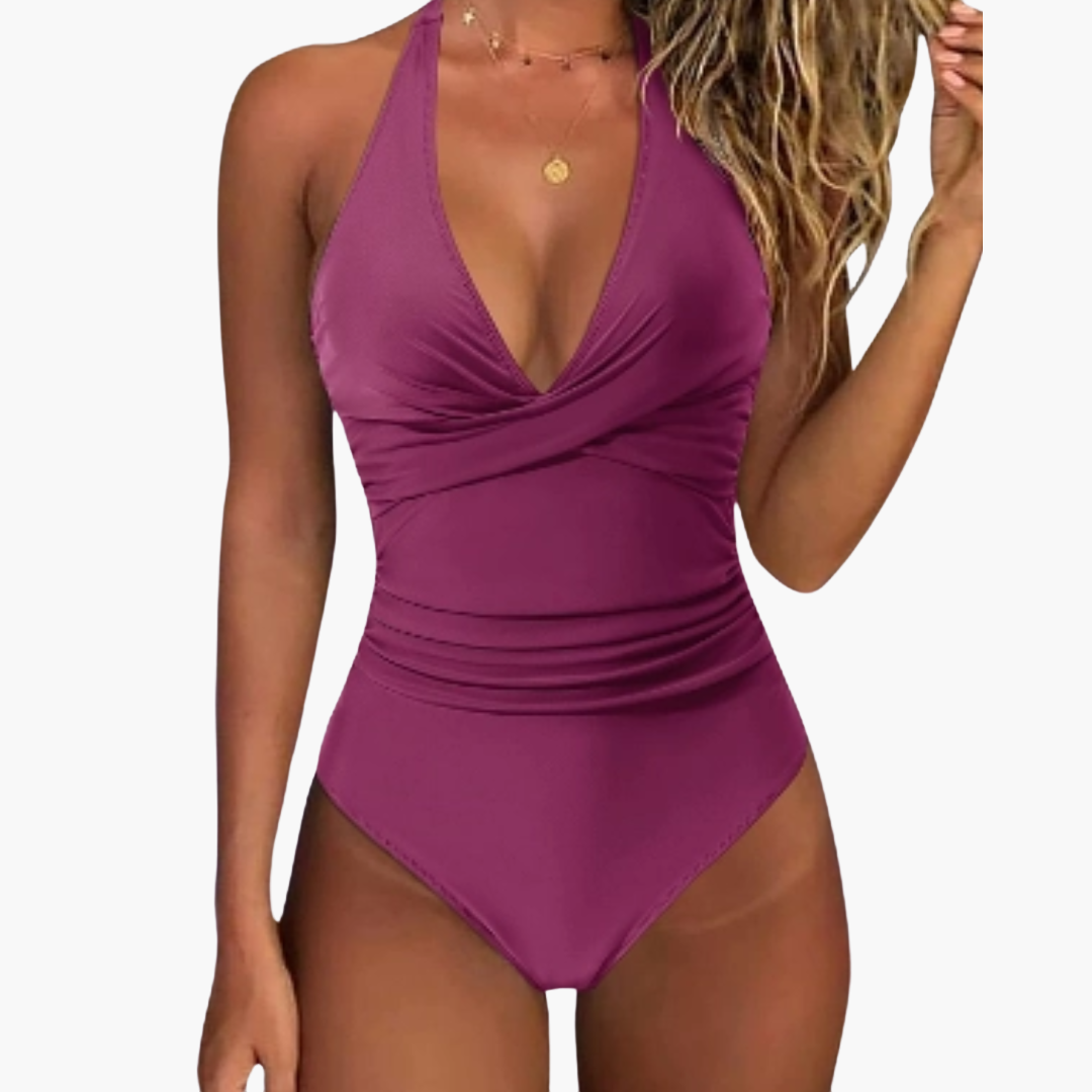 Women’s One-Piece Swimsuit with V-Neck