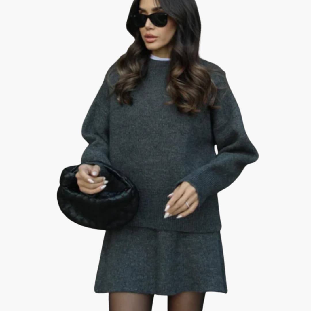 Women’s Two-Piece Knitted Sweater and Skirt Set