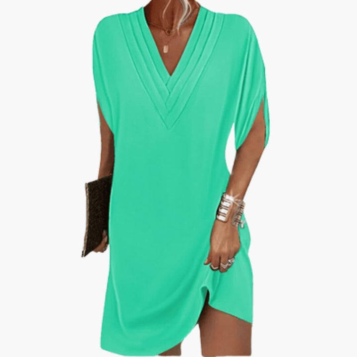 Women’s Tunic Dress with V-Neck and Side Slits
