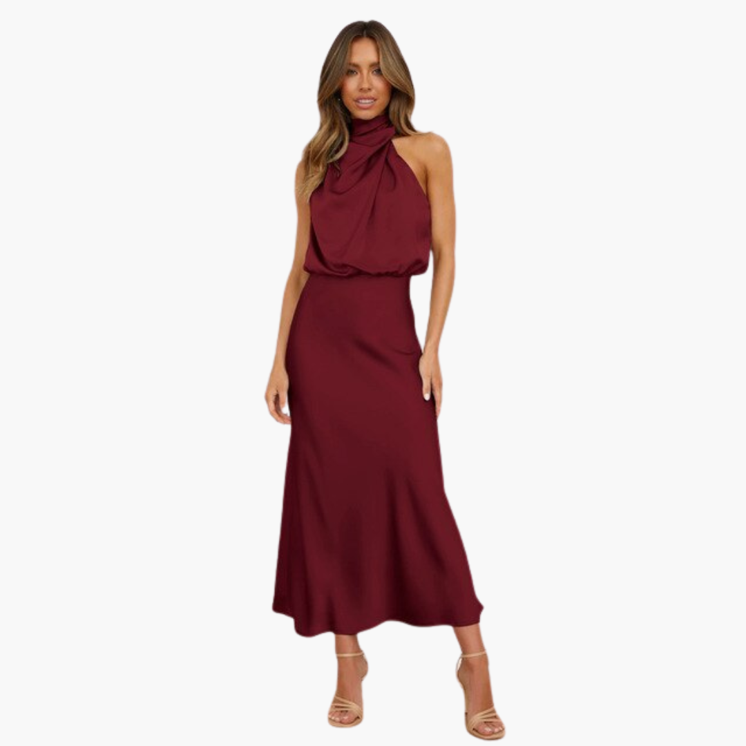 Women’s Halter Dress with Belt Detail and Fitted Silhouette