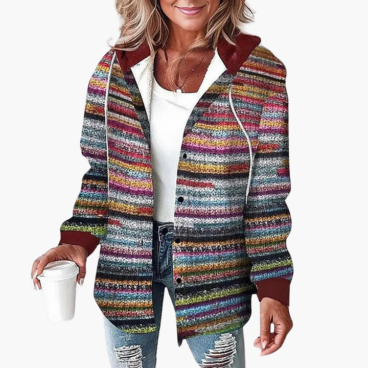 Women’s Plaid Flannel Shacket with Hood and Button-Up Front
