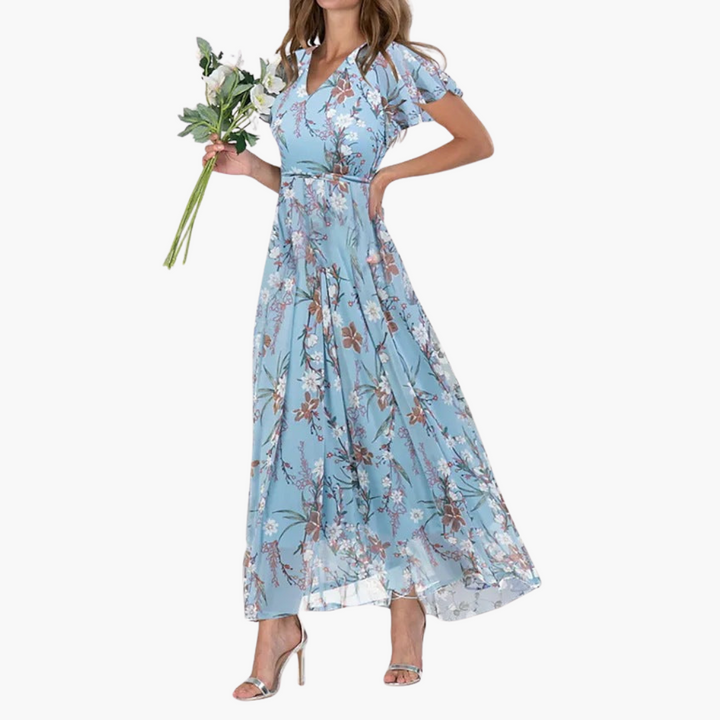 Women’s Midi Dress with Floral Print and Relaxed Silhouette
