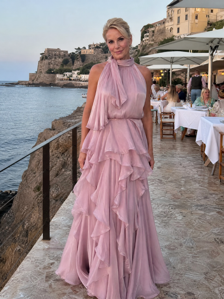 Melisande | Halter Neck Ruffle Tiered Maxi Dress