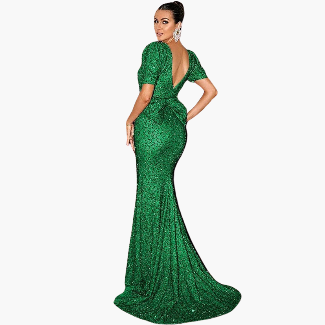 Women’s Maxi Dress with V-Neck and Sequin Embellishment